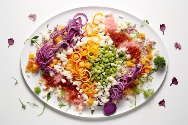 Farfurie artizanală cu mâncare colorată